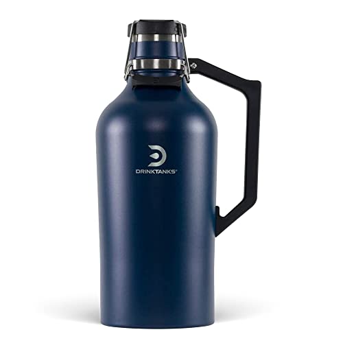 Drinktanks Craft Growler, Passivated Stainless Steel Growlers For Beer, Leakproof And Vacuum Insulated Beverage Tumbler, Easy-To-Use Soda, Wine, Or Coffee Tumbler With Handle, Storm, 128 Oz #TOP9