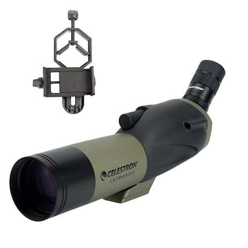Celestron Ultima 65mm Angled Spotting Scope with 18-55x Zoom Eyepiece and Smartphone Adapter for Target Shooting Hunting Bird Watching Wildlife Astronomy Scenery - Celestron