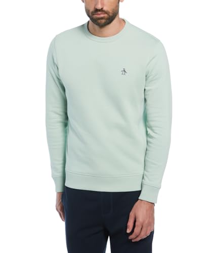Original Penguin - Men's Sweatshirt, Sticker Pete Organic Cotton Fleece Sweatshirt, Crew Neck, Silt Green, S