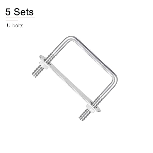 Image of DTGN M8x70x70mm(ThreadxWxL) Square U Bolt - 5Pack - Good for Trailer Pipe Replacement Parts - 304 Stainless Steel U Shape Bolts
