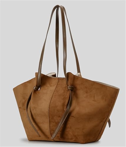 Vintage Faux Suede Shoulder Bag for Women Large Tote Purse Dumpling Commuter Handbags Satchels 2pcs3