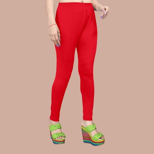 Image of Women's Solid Mid Rise Slim Fit Ankle Length Leggings - Comfortable and Stylish Yoga Pants for Workout, Running and Everyday Wear