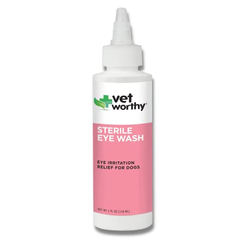Vet Worthy Eye Wash for Dogs - Gentle Eye Cleansing Solution for Dogs to Prevent Tear Stain and Eye Irritation - Dog Eye Cleaner for Tear Stain, Dirt, and Eye Discharge - 4oz