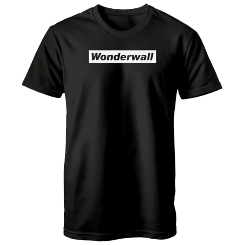 Wonderwall. Tshirt - Funny Oasis Lyric England Football Terrace Chant Gift for World Cup & Britpop Fans (US, Alpha, Small, Regular, Regular, Black)