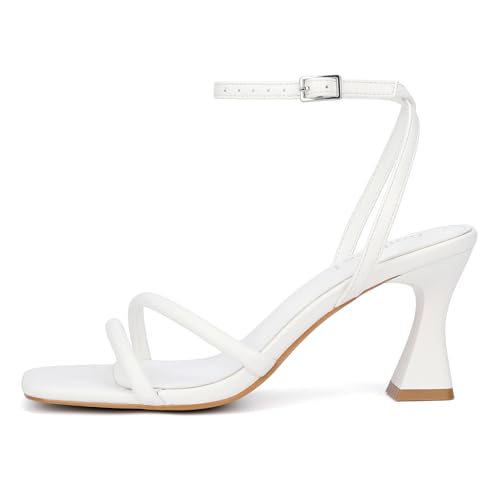 Women's Kitten Strappy Mid heels Square Open Toe Ankle Strap Heeled Sandals2