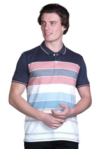 Image of SANE ORIGINALS T-Shirt for Men with Pocket || Textured Striped Polo for Men