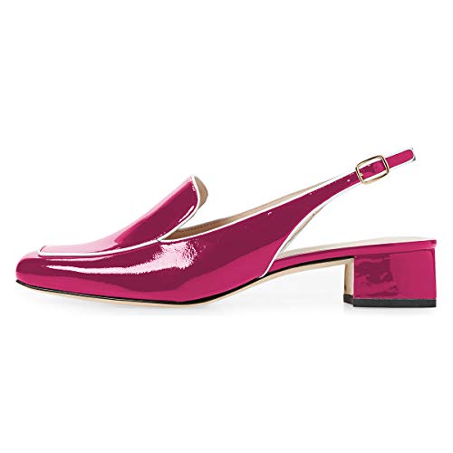 Image of YDN Women Closed Square Toe Block Low Heels Slingback Formal Loafer Dressy Shoes Office Lady Pump Size 4-15 US