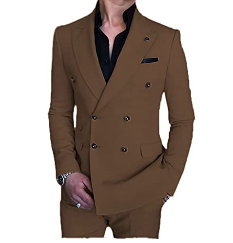 Men Suits Slim Fit Formal Tuxedos Double Breasted 2 Pieces Business Suit for Wedding