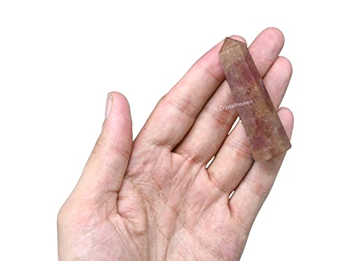 Image of Certified Strawberry Quartz Crystal Tower Obelisk Point for Chakra, Healing and Balancing - AAA Grade Original Certified Gemstone Agate for Reiki Meditation Yoga Spiritual (2-3 Inches)