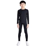 [Nesseo] キッズ コンプレッション ウェア スポーツ インナー シャツ タイツ 上下セット シャツ パンツ 保温 [吸汗速乾・加圧保護] N3273+3339blk-blk-130
