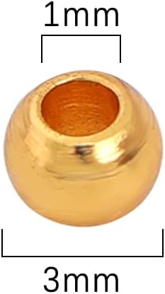 Miniatura 2 de Cuentas espaciadoras redondas chapadas en oro de 18 quilates, 300 unidades, 300 unidades para hacer joyas, no se deslustran