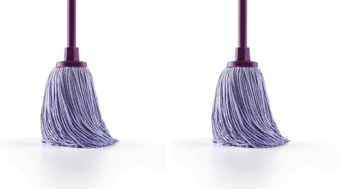 Mery Nettoyage en Microfibre Super Absorbant Tête Extra Large Coton de Haute qualité Tressage croisé spécial Durabilité Accrue Adaptateur fileté français Couleur: Lilas, 26 cm (Lot de 2)