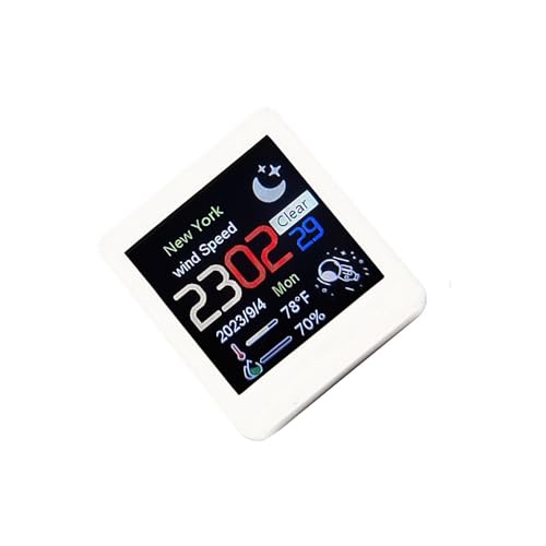 White Mini Desktop Clock WiFi Weather Clock 1.5