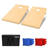 GoSports Solid Wood Premium Cornhole Set - Choose Between 4 feet x 2 feet or 3 feet x 2 feet game boards, Includes Set of 8 Corn Hole Toss Bags