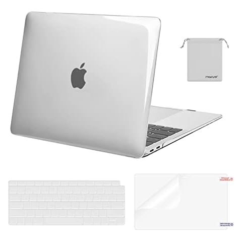 MOSISO Compatible with MacBook Air 13 inch Case 2022, 2021-2018 Release A2337 M1 A2179 A1932, Plastic Hard Shell&Keyboard Cover&Screen Film&Storage Bag for MacBook Air 13.3 inch Case, Transparent Cover