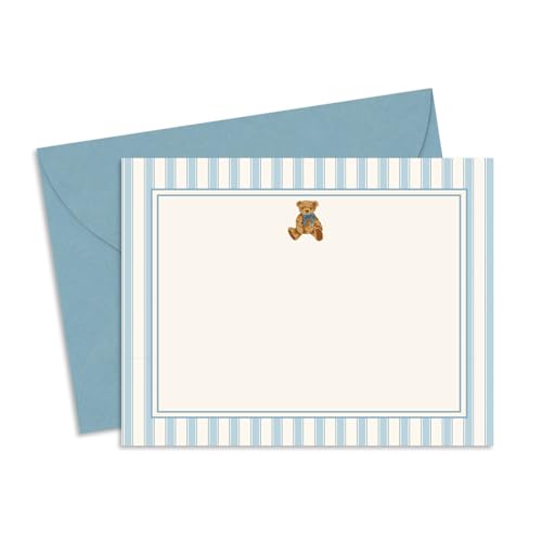 Cartes de notes pour baby shower et anniversaire motif ours bleu