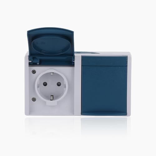 Busch-Jaeger 20/2 EBW-53 SCHUKO Steckdose mit erh. Berührungsschutz horizontal Grau ocean IP 44 2CKA002084A0720