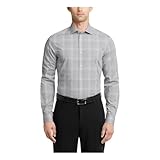 Calvin Klein Men's Dress Shirt Non Iron Stretch Slim Fit Check, Olive Multi