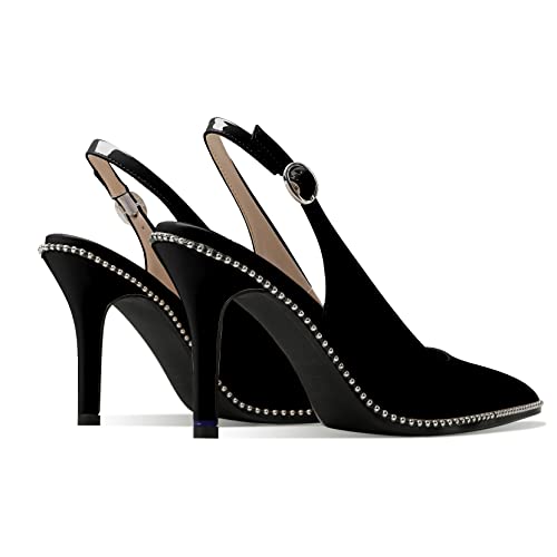 Mettesally Women's Slingback High Heels Pointed Toe Ankle Strap Pumps Glitter Stilettos Wedding Prom Dress Shoes3