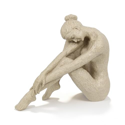 Escultura abstracta moderna femenina sentada beige