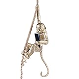 TFCFL Resin Monkey Pendant Light with Hemp Rope, Industrial Edison Retro Chandelier, E27 Hanging Lamp Fixture for Indoor Creative Decor & Lighting, 13.7 * 78.7 Inches (Pendant Light - Golden)