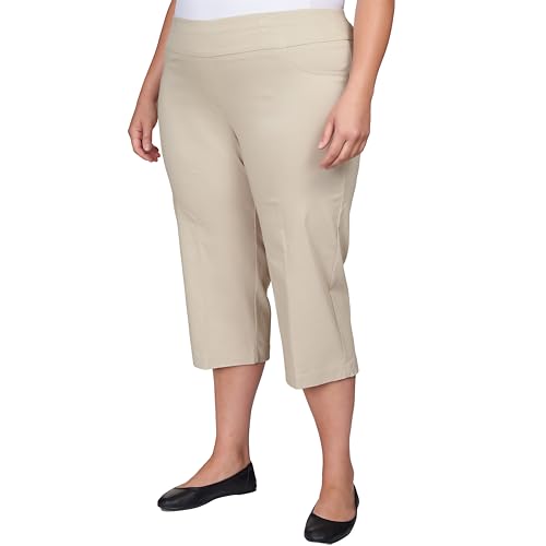 Ruby Rd. Womens Womens Plus-Size Mid-Rise Pull-on Straight Solar Millennium Tech Capri3