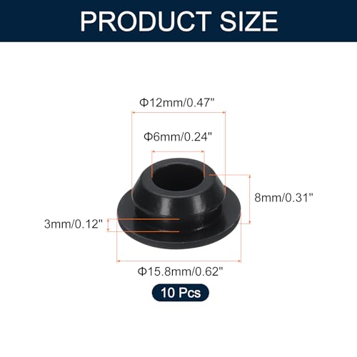 Image of uxcell 10pcs Hole Plug 1 /2 Inch (12mm) Button Plugs Fit for 9mm Hole, Snap in Locking Hole Tube Plug Silicone Tube Waterproof Plug Tube Plug, Black