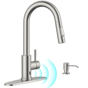 APPASO Touchless Kitchen Faucet with Soap Dispenser, S304 Stainless Steel Modern Motion Sensor Sink Faucets with Pull Down Sprayer 2 Modes and Deck Plate, Activated Smart Hands Free