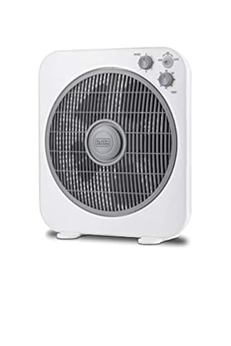 BLACK+DECKER Box Desk Fan 40W 12 Inch 5 Blade Enhanced Airflow System 3 Speeds Bi-Directional Adjustable Louvre Control Portable Durable Construction ECO Friendly White - FB1220-B5