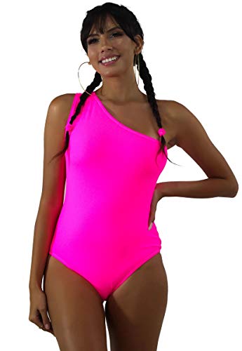 Maiô Body Neon Um Ombro Só Rosa