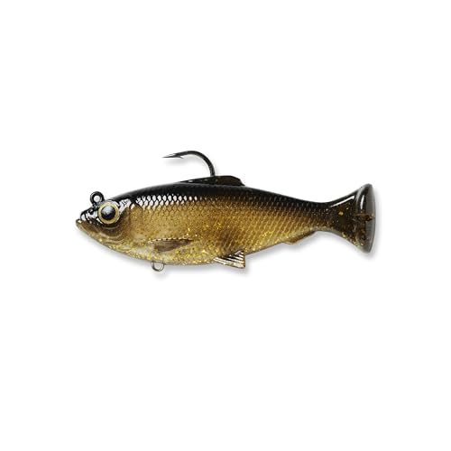 Savage Gear Pulse Tail Baitfish RTF Fishing Bait, 3/8 oz, Black Gold, Realistic Contours & Movement, Durable Construction, Heavy-Duty Fishing Hook, Built-in Rattle