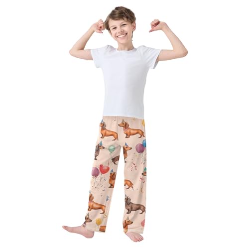 ZZXXB Dachshund Balloons Boys Long Pants Soft Trousers Elastic Waist Kids Lounge Bottoms with Pockets S-XL3