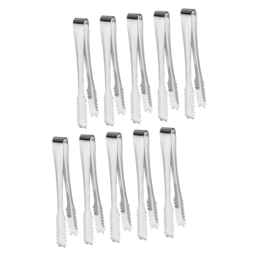 10Pcs Stainless Steel Ice Tongs with Teeth for Serving Ice Cubes and Ice Serving Clips for Home Restaurants Parties and Gatherings