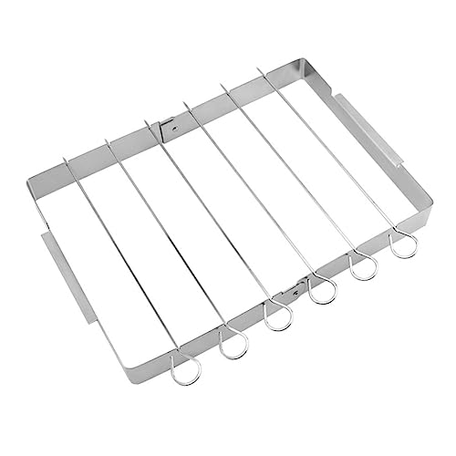 YARNOW 1 Juego parrilla barbacoa exterior rejilla barbacoa asador cocina shawarma tostador cable cerda Horno estante cesta rejilla de acero inoxidable herramienta útil para acampar Silver