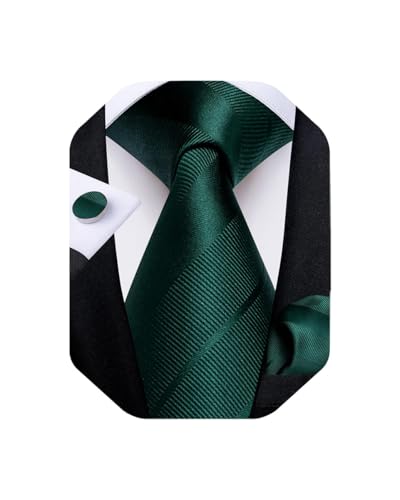 Image of DiBanGu Mens Solid Color Tie and Pocket Square Set Woven Silk Plain Necktie & Handkerchief for Men Wedding Party Formal