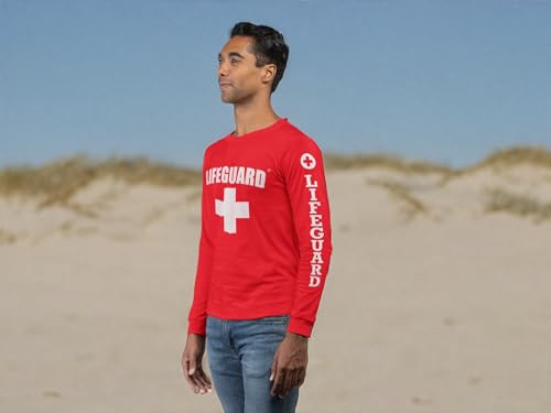 LIFEGUARD Long-Sleeve Printed Tee Shirt, Red T-Shirt for Men, Guys, Teen & Boys4