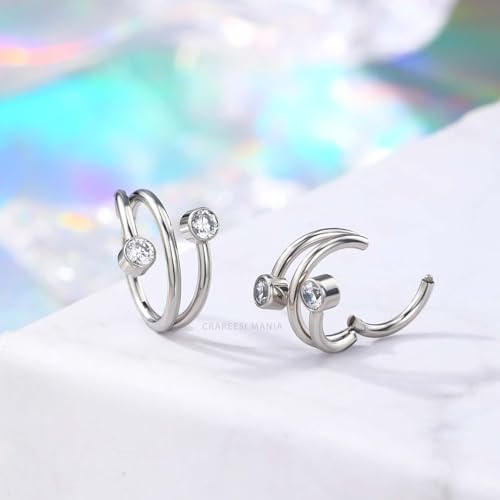 CM Crareesi Mania Helix Hoop Earrings - 316L Stainless Steel Cartilage Earrings - 16G Double Helix & Daith Piercing Jewelry4