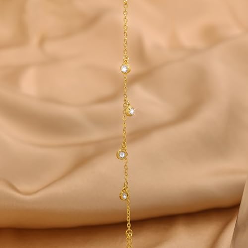 Bracelet for Women - Dainty Stack Bracelets Trendy Adjustable 14K Gold Plated Thin Paperclip Bead Box Satellite Figaro Cuban Link Chain Bracelet Set for Women Waterproof Jewelry Gift
