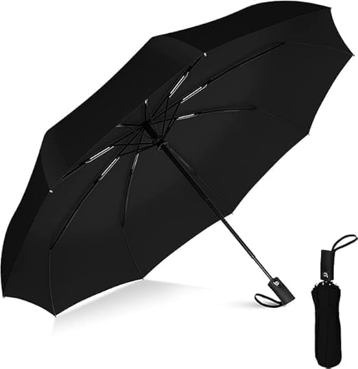 Travel Umbrella Windproof Double Vented Canopy with 9 Fiberglass Ribs Auto Open Close 42 Inch Foldable Waterproof Umbrella for Men Women Black-image-33