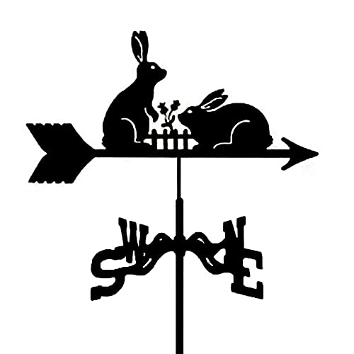 Weathervane Garden Rabbit With Roof Mount Weathercock Wind Direction Indicator, Retro Garden Shape Metal Weathervane, Creative Stainless Steel Home Decor Ornament Gift For Farm Yard #TOP5