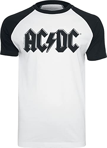 AC/DC Black Logo Uomo T-Shirt Bianco/Nero XXL 100%...