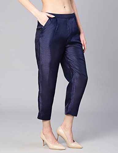 Image of oxolloxo Women Soild Dupion Silk Elasticated Pant