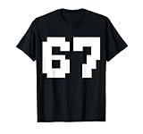 Vintage Arcade 67 Pixel Block Number Gráfico Estilo 8-bit Camiseta