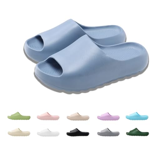 FUUPNN Cloud Slides for Women Men Adult Non Slip Slides Comfortable Lightweight House Slippers Open Toe Shower Shoes Indoor Outdoor Blue 41