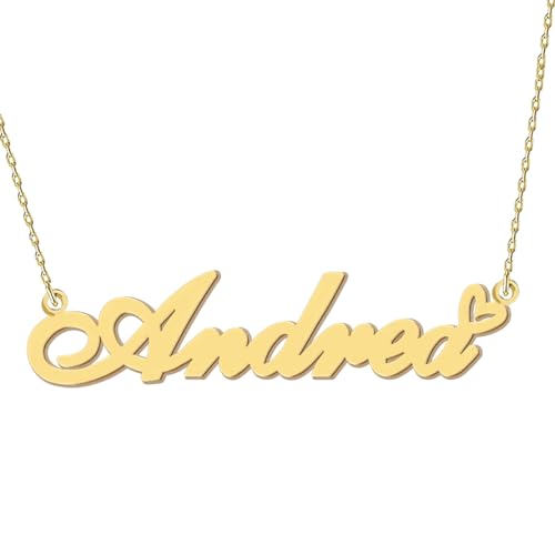 Personalized Name Necklace Engraved Any Name Gold Plated Women's Jewelry Gift for Andrea