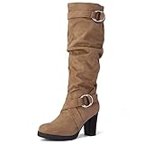 mysoft Women's Knee High Boots Fashion Chunky Block Heel Warm Winter Boots with Side Zippers
