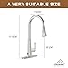 CASAINC Touchless Kitchen Faucet with Pull Down Sprayer and LED Light Motion Sensor Kitchen Sink Faucet with Soap Dispenser Single-Handle Brushed Nickel Faucet for Kitchen Laundry RV and Bar