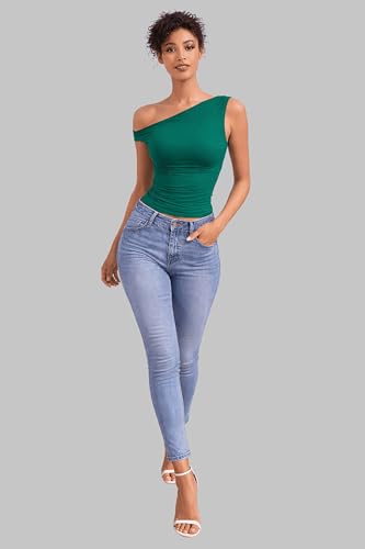 Image of London Hills Off Shoulder Tshirt for Women | Off Shoulder Top for Women Stylish | Concert Tops for Womens | Tops for Women Western | Tops for Woman | Women T-Shirts | Women's One Shoulder Top