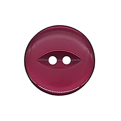 The Bead Shop 20 Pack Round Fish Eye Buttons, Baby Buttons, Sewing, Knitting & Crafts - Cerise 11Mm / 18 Lignes