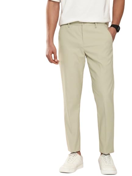 maleno Slim Fit Ankle Length Cotton Lycra Blend Formal Trouser for Men | Stretchable Ankle Length Formal Pant for Men-picture-16